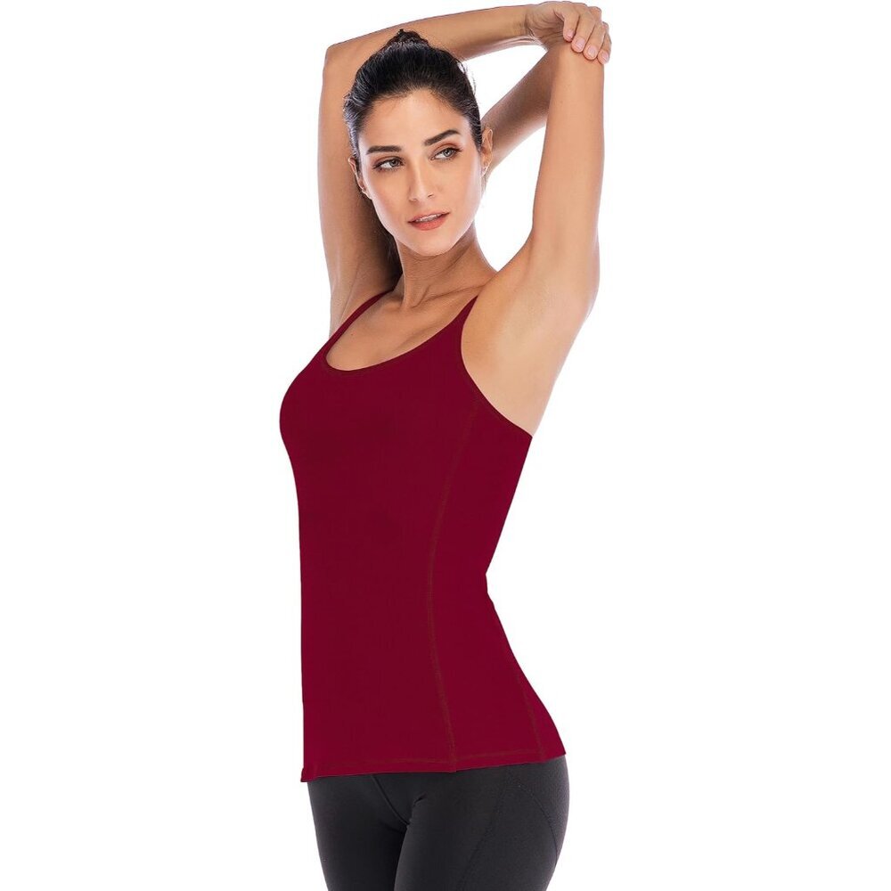 Yoga Tank Top Women Activewear Built-in Shelf Bra Strappy Back Medium - Picture 2 of 7